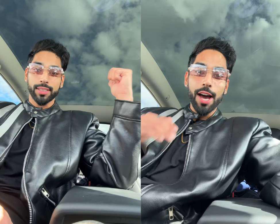 Prayag Mishra wearing sunglasses and leather jacket in car