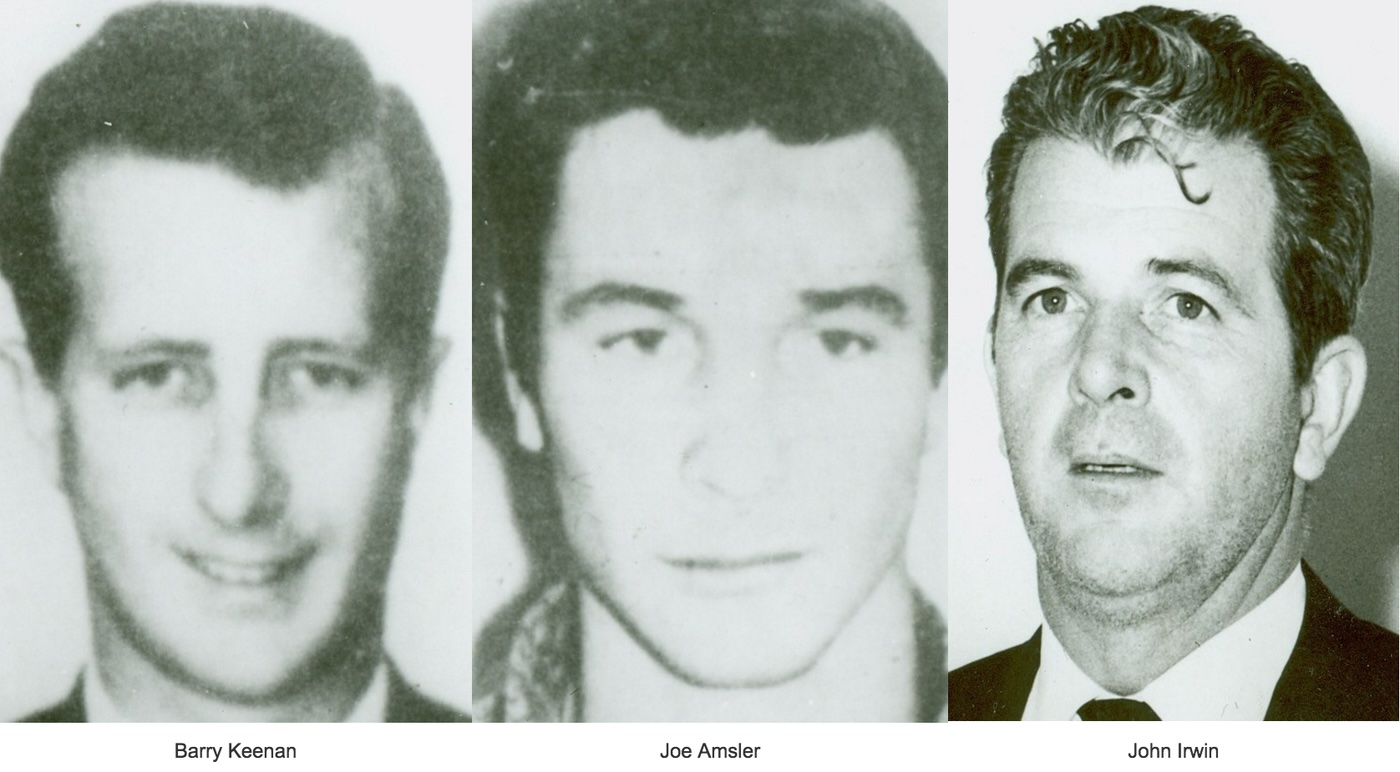 Barry Keenan, Joe Amsler, and John Irwin mugshots