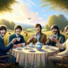 Image of five Beatles created using an artificial intelligence program