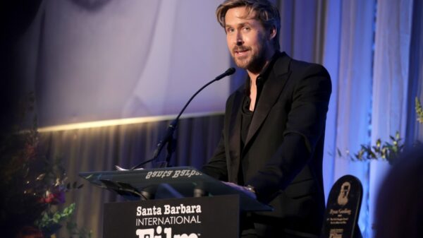 Ryan Gosling speaks onstage while accepting an award at Santa Barbara International Film Festival