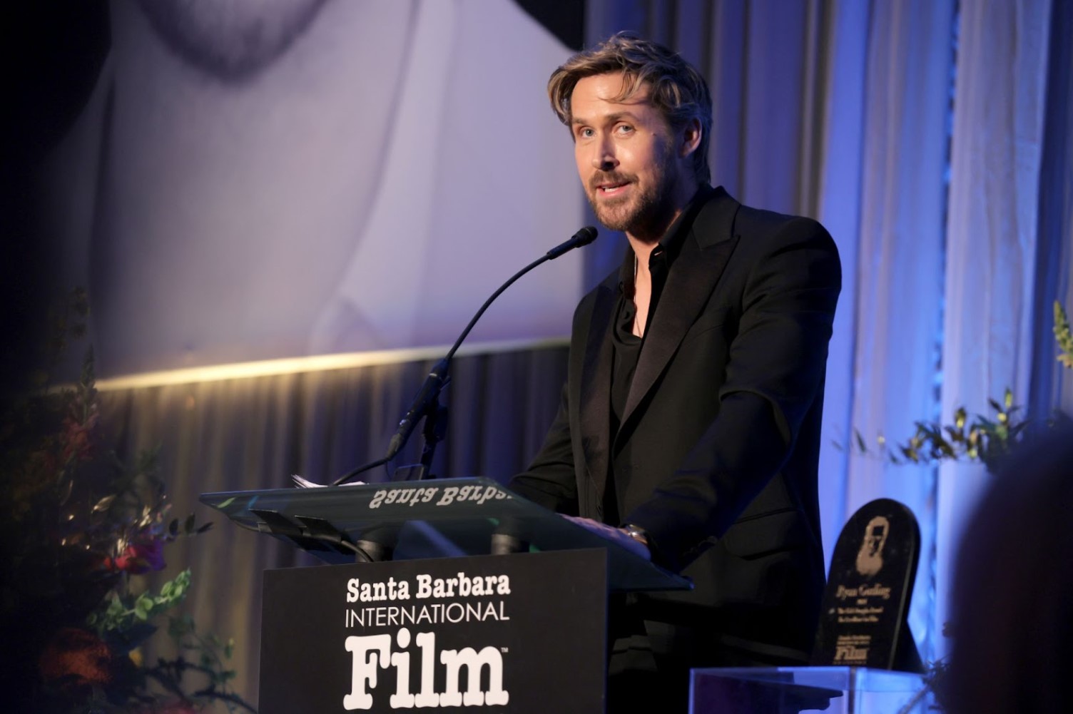 Ryan Gosling speaks onstage while accepting an award at Santa Barbara International Film Festival