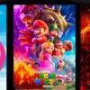 Barbie, Super Mario Bros. and Oppenheimer are pictured from left to right, titled with “The Top Grossing Movies of 2023: Revealed.”