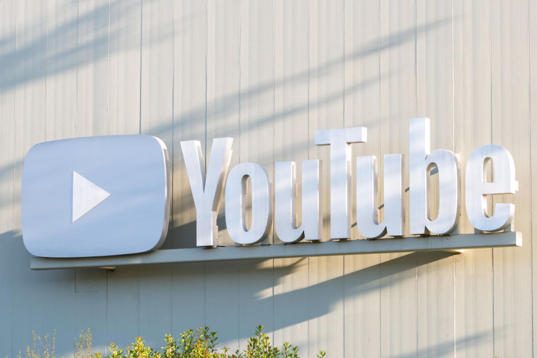 A large YouTube sign is pictured on a building in Playa Vista, California