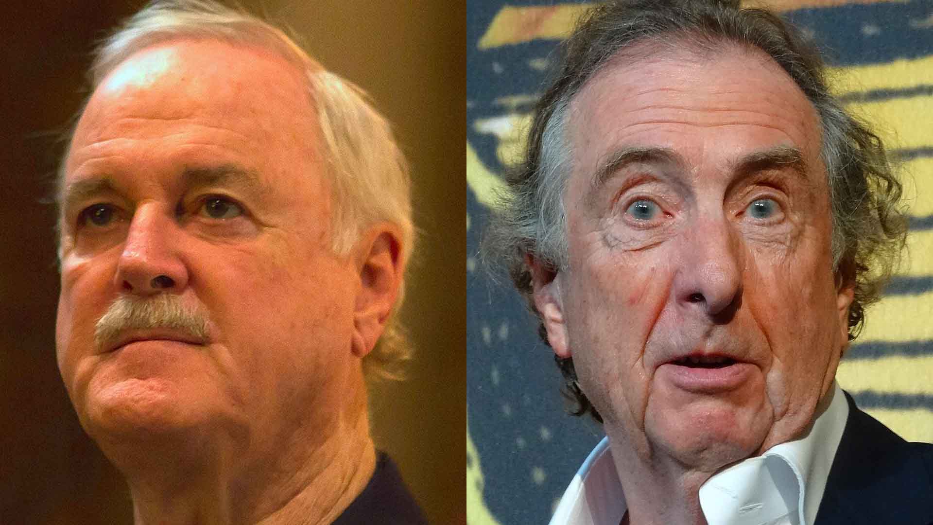 Split screen image of John Cleese and Eric Idle